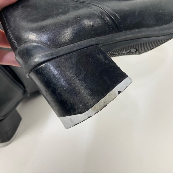 Vintage Ecco y2k square toe leather ankle boots grunge gothic minimalist goth - Picture 5 of 9